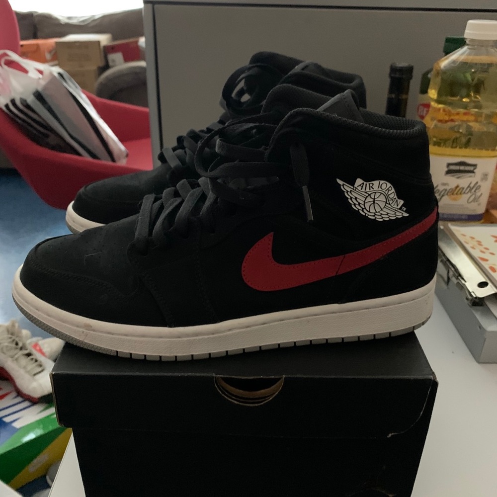 Air Jordan 1 mid black suede red/blue Nike swoosh
